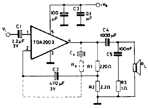 10W audio amplifier with TDA2003 circuit