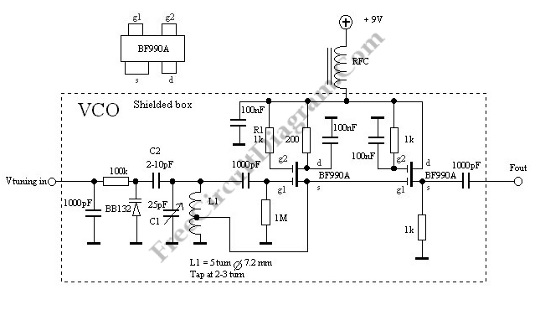 Voltage Controlled Oscillator with Varactor circuit
