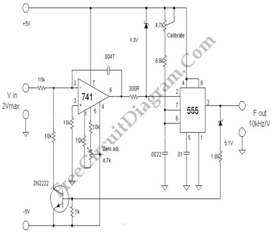 voltage to frequency converter with 555 circuit
