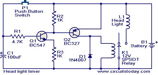 Head light timer circuit