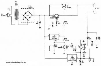 Adjustable Regulated Battery Charger circuit diagram circuit
