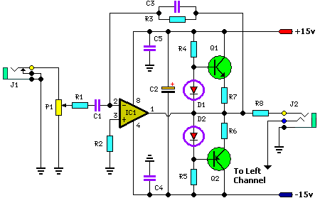 Stereo Headphone Amplifier Circuit Schematic