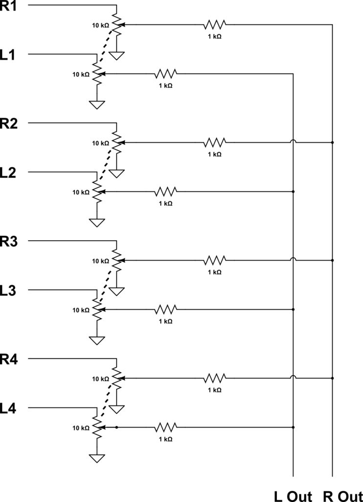 Passive Audio Mixer Channel Volume Control
