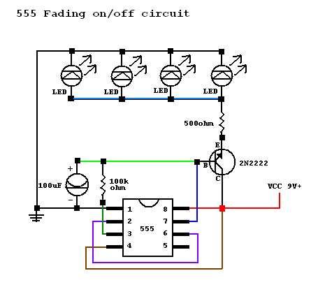 LEDs Fade InOut Circuit Problem and LED Sequencer circuit