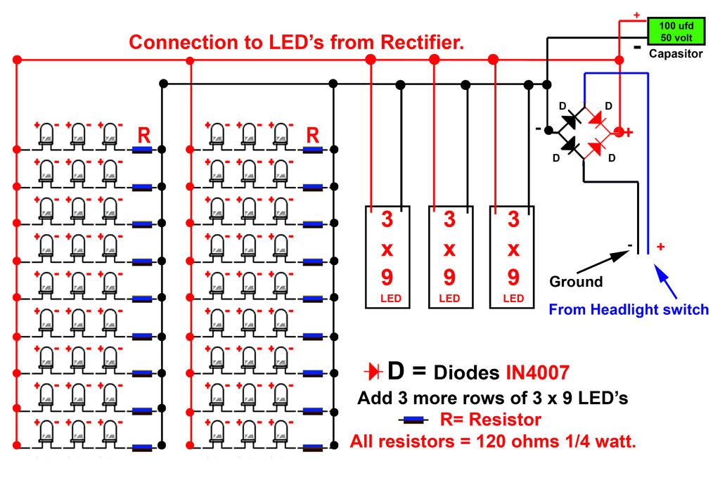 DIY Full LED 600 Lumens LED Headlight circuit