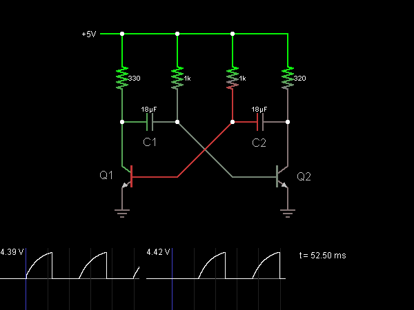 Astable Multivibrator Oscillator circuit