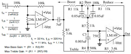 Active Audio Tone Control Circuit Design circuit