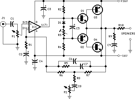 10W Audio Amplifier With Bass-Boost circuit