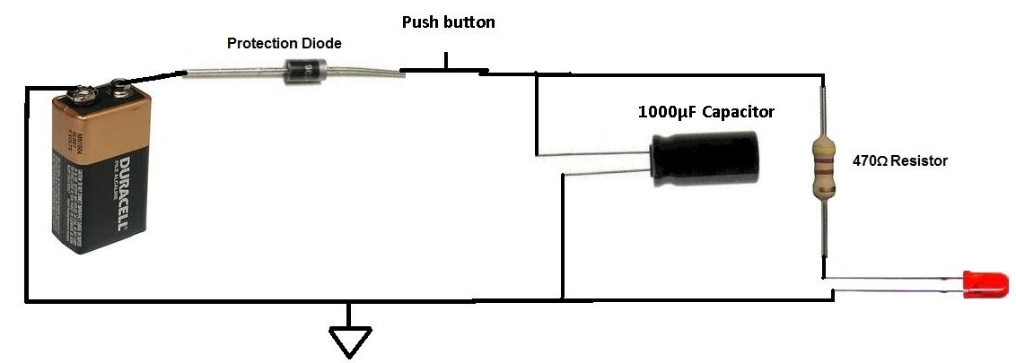 Charged Capacitor to Light an LED