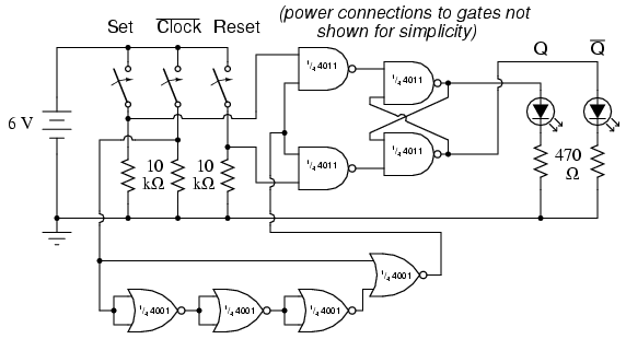 NAND gate S-R flip-flop circuit
