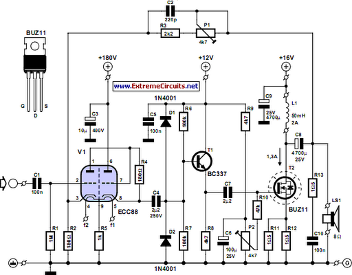 Simple Hybrid Audio Amplifier circuit