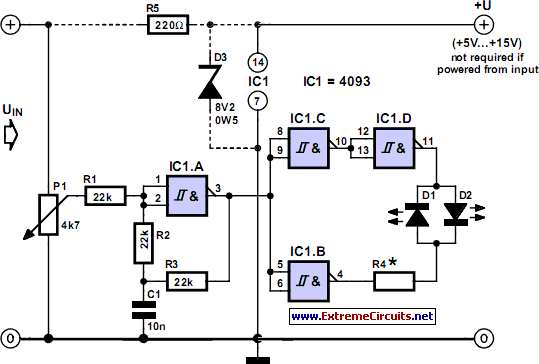 Two-LED Voltage Indicator circuit