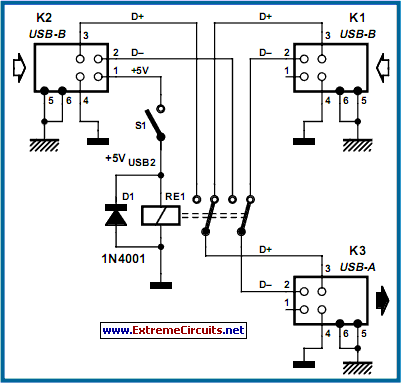 USB Switch For Printers circuit