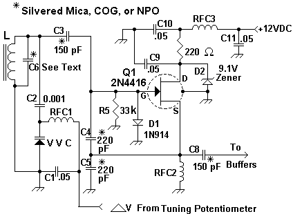 10.58 to 10.74 mhz vfo oscillator circuit