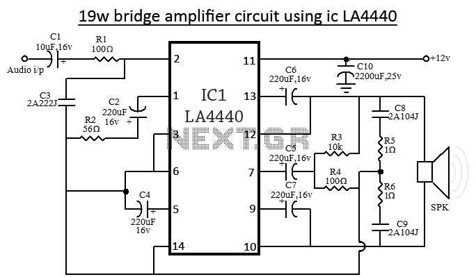LA4440 bridge amplifier circuit