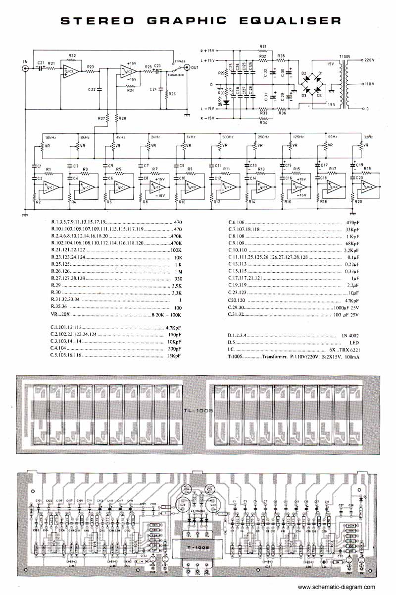 2G—10 Band Stereo Graphic Equaliser circuit diagram