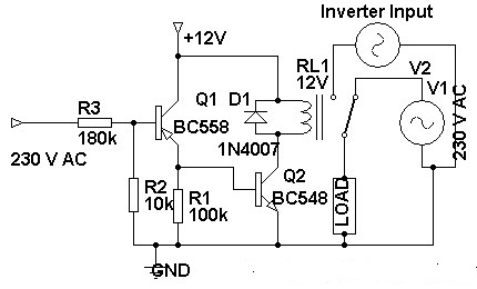 230 Volt AC To Inverter SwitchingCircuit circuit