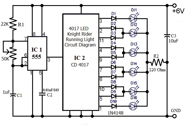 4017 LED Knight Rider Running Light