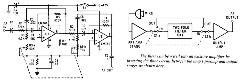 Build a Variable-Frequency Audio Band pass FilterCircuit circuit