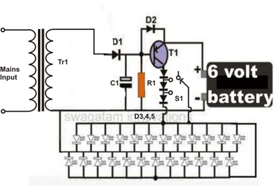 Efficient led emergency light circuit – Circuit Schematic
