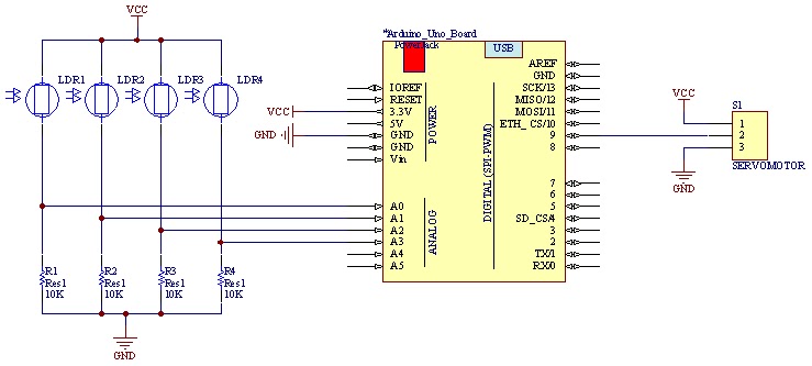 photoresistors servo and arduino circuit
