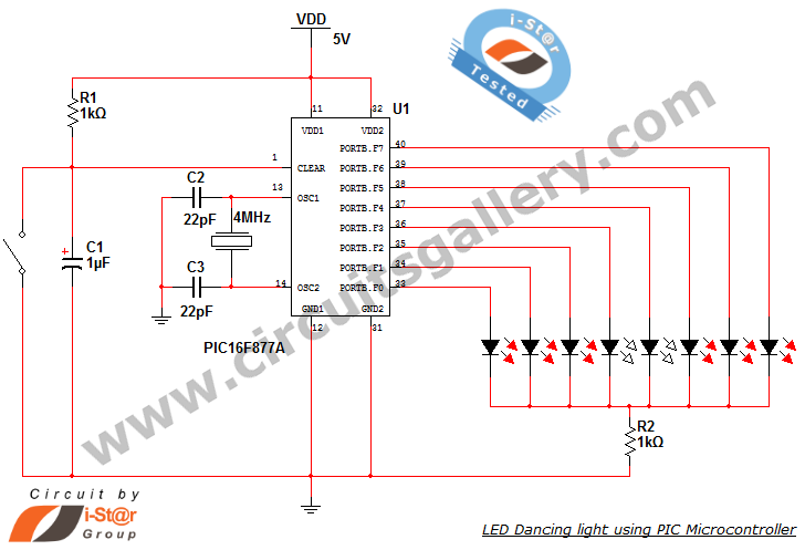 dancing light using pic microcontroller