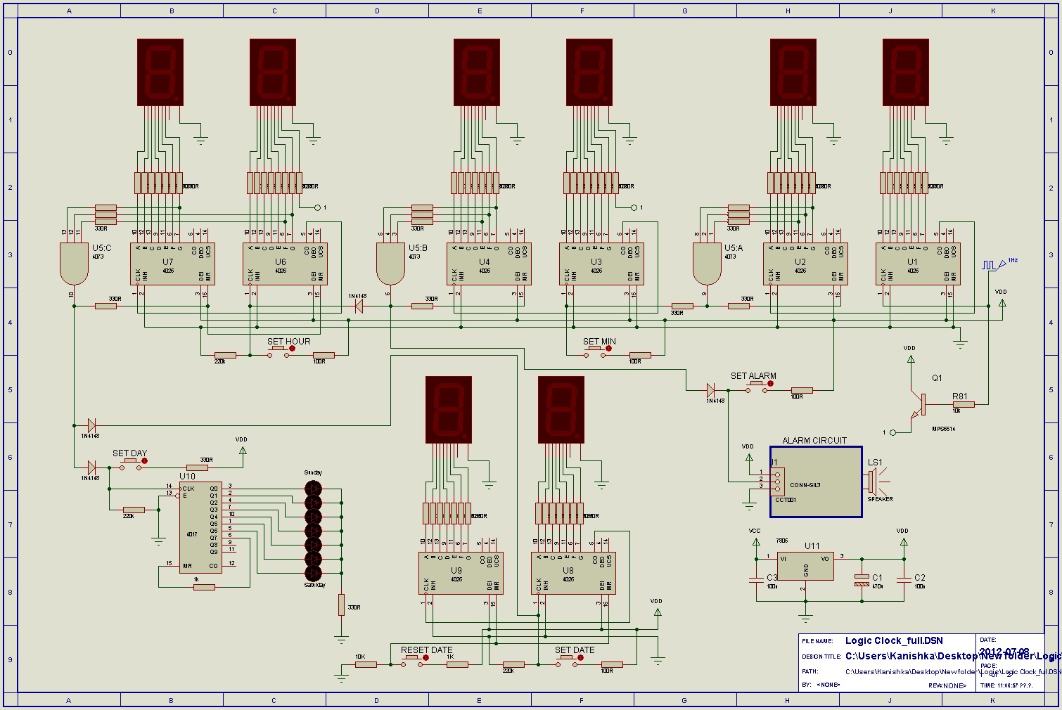24hr clock using logic ics