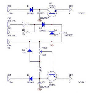 DC fan control circuit for power amplifier Schematic Diagram
