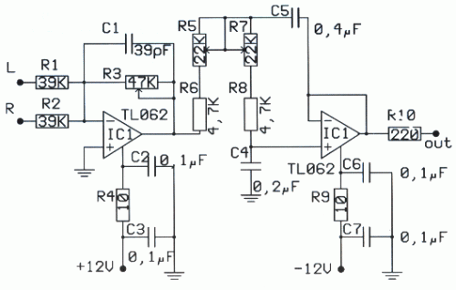 filter preamp subwoofer circuit