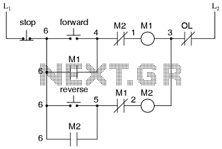 Motor control circuit for forward and reverse phase induction