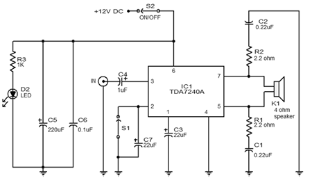 20w rangkaian audio amplifier tda7240