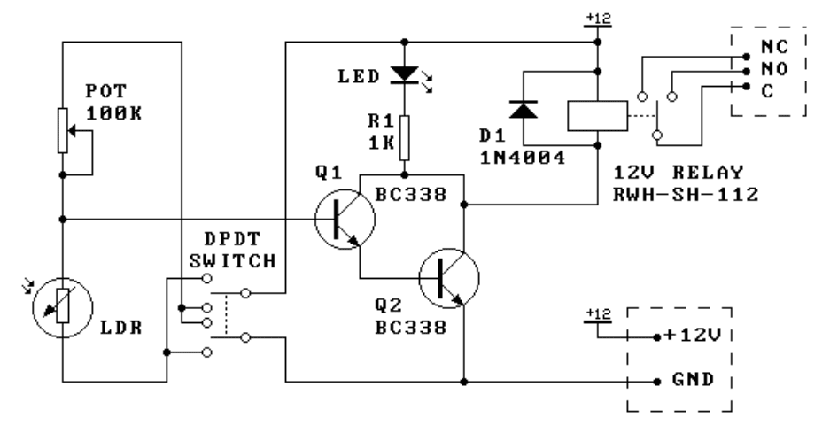 Lightdark relay switch circuit