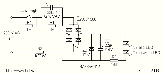 220 V LED Night light circuit
