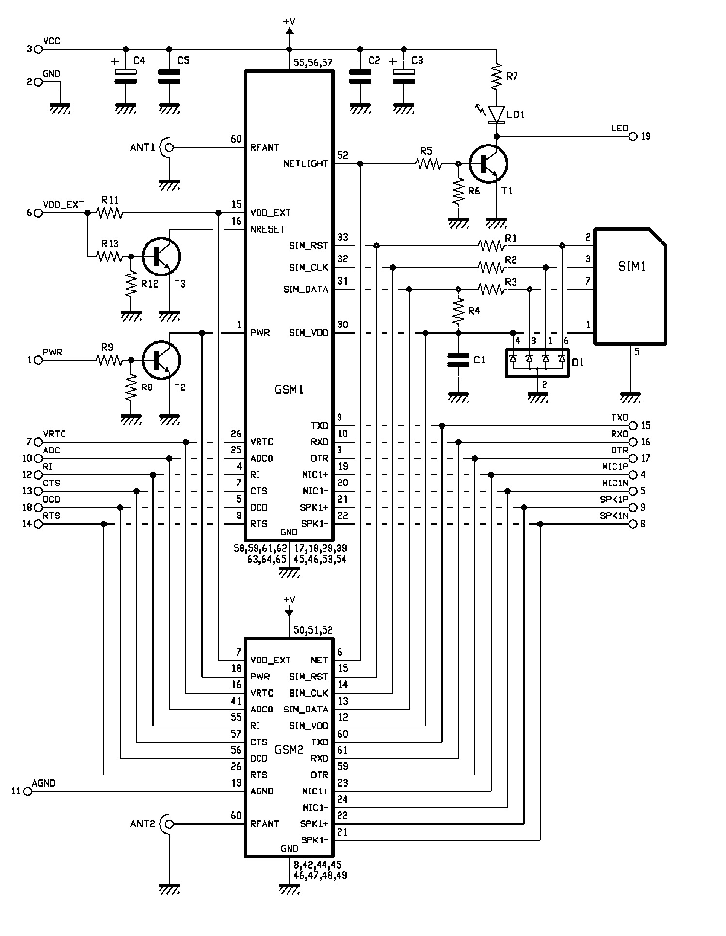 GSM Remote Control Module circuit