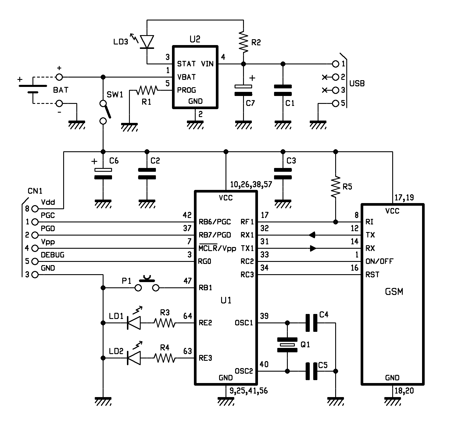 GSMGPS Localizer with SIM908 module circuit
