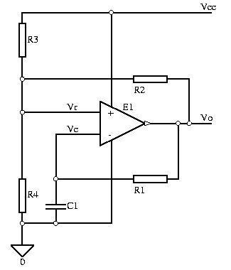 OP-AMP or comparator Astable multivibrator circuit