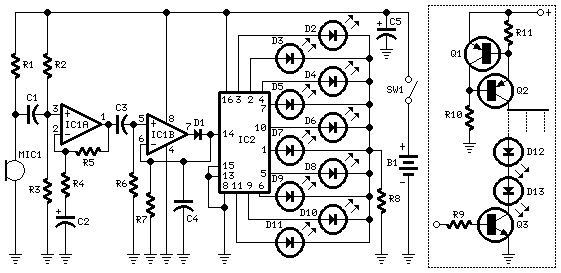 10 Dancing LEDs circuit