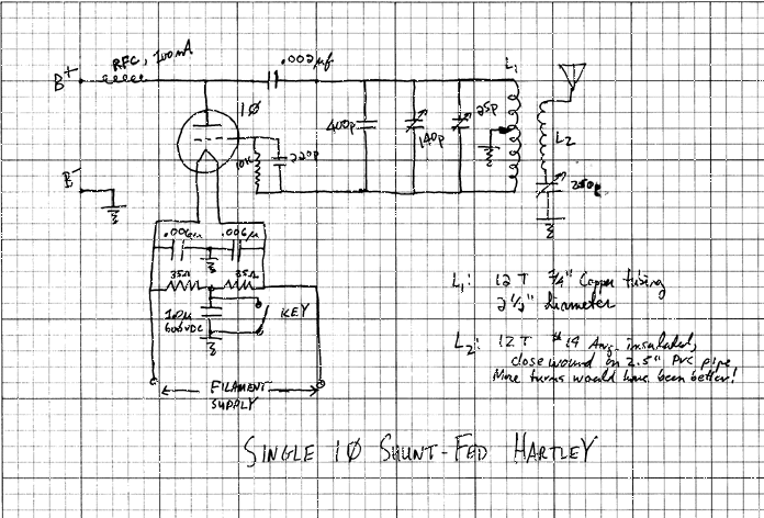 Single 10 Shunt Fed Hartley Oscillator for 80 meter CW