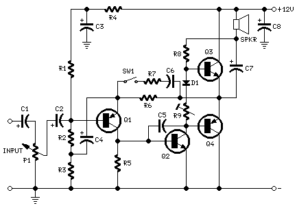 2W Amplifier circuit