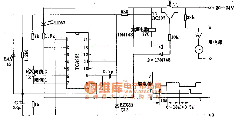 Timer circuit with 106 fixed preset time