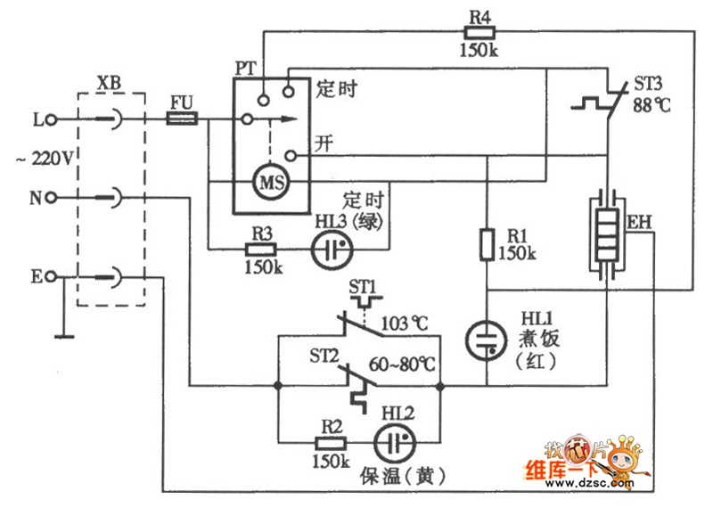 Timer automatic electric rice cooker circuit diagram