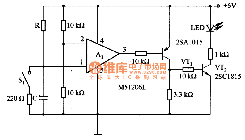 The time delay circuit diagram composed of transistor circuit