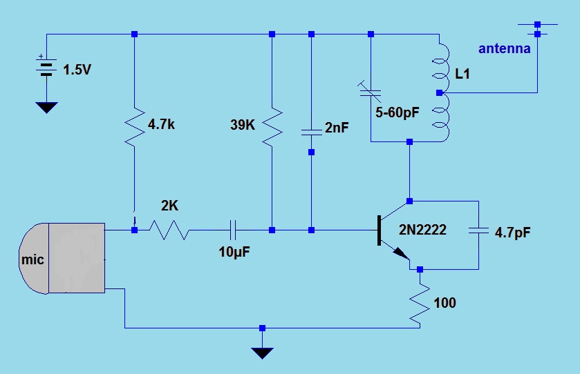 Simple FM transmitter powered by 1.5V battery