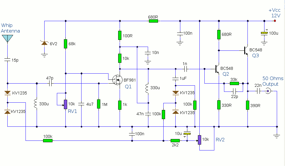 Active AM Radio Antenna Amplifier / Preamplifier Circuit
