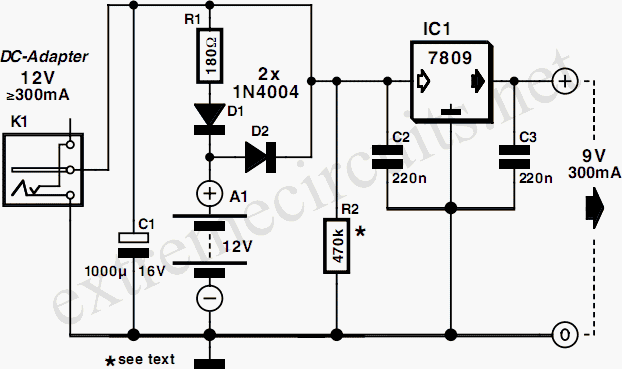 9V DC Adapter With Battery Backup