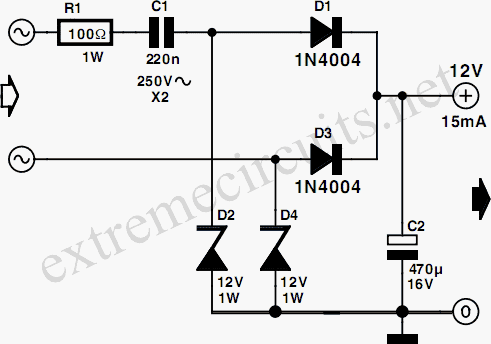 Low Power 12V Transformerless Power Supply