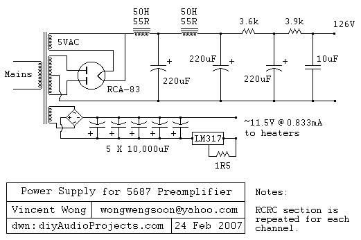 Tube Preamplifier 5687 Led Biased