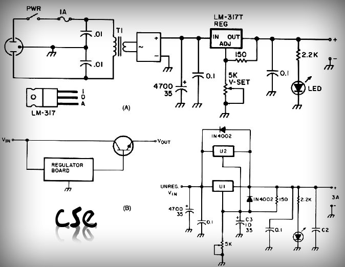 Universal Power Supply Circuit with IC LM317 Schematic Diagram