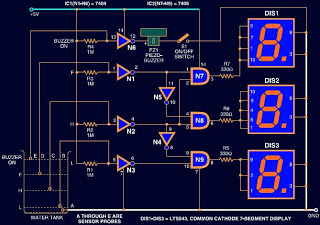 Water Level Indicator With 7-Segment Display PCB