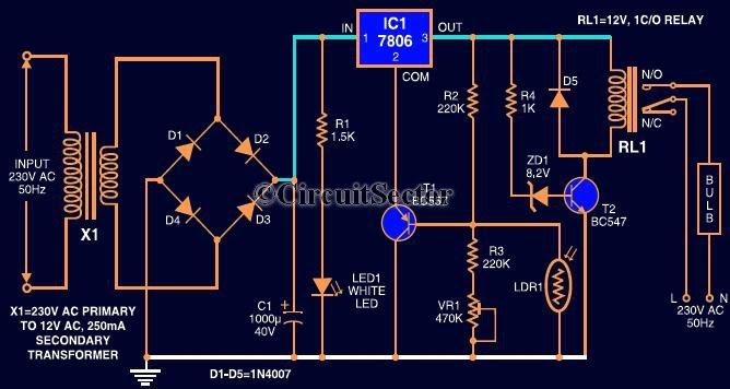 Automatic Light Controller Using 7806 And LDR PCB